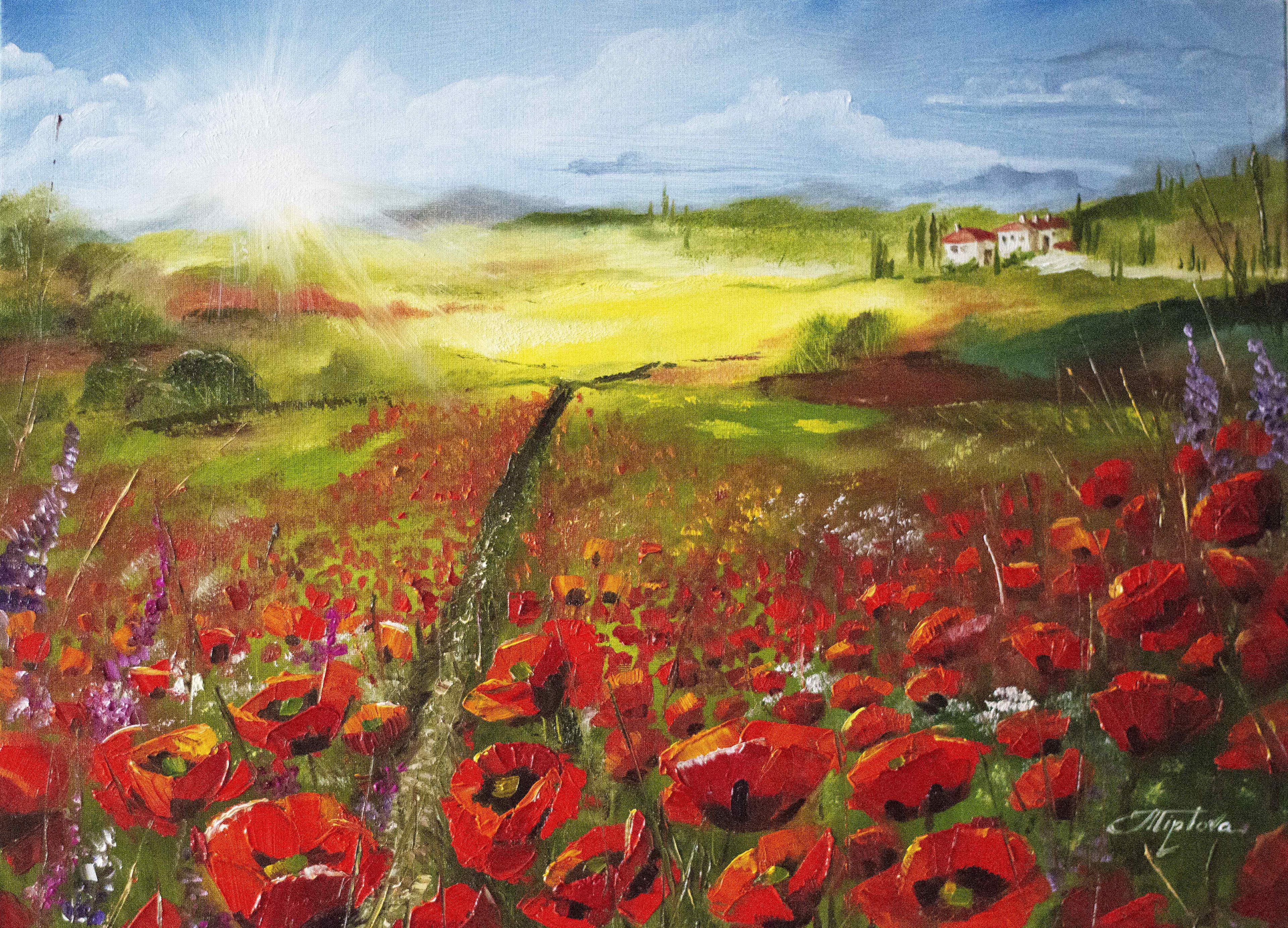 FIELDS OF TUSCANY — Oil on canvas, original painting by Tetiana Tiplova